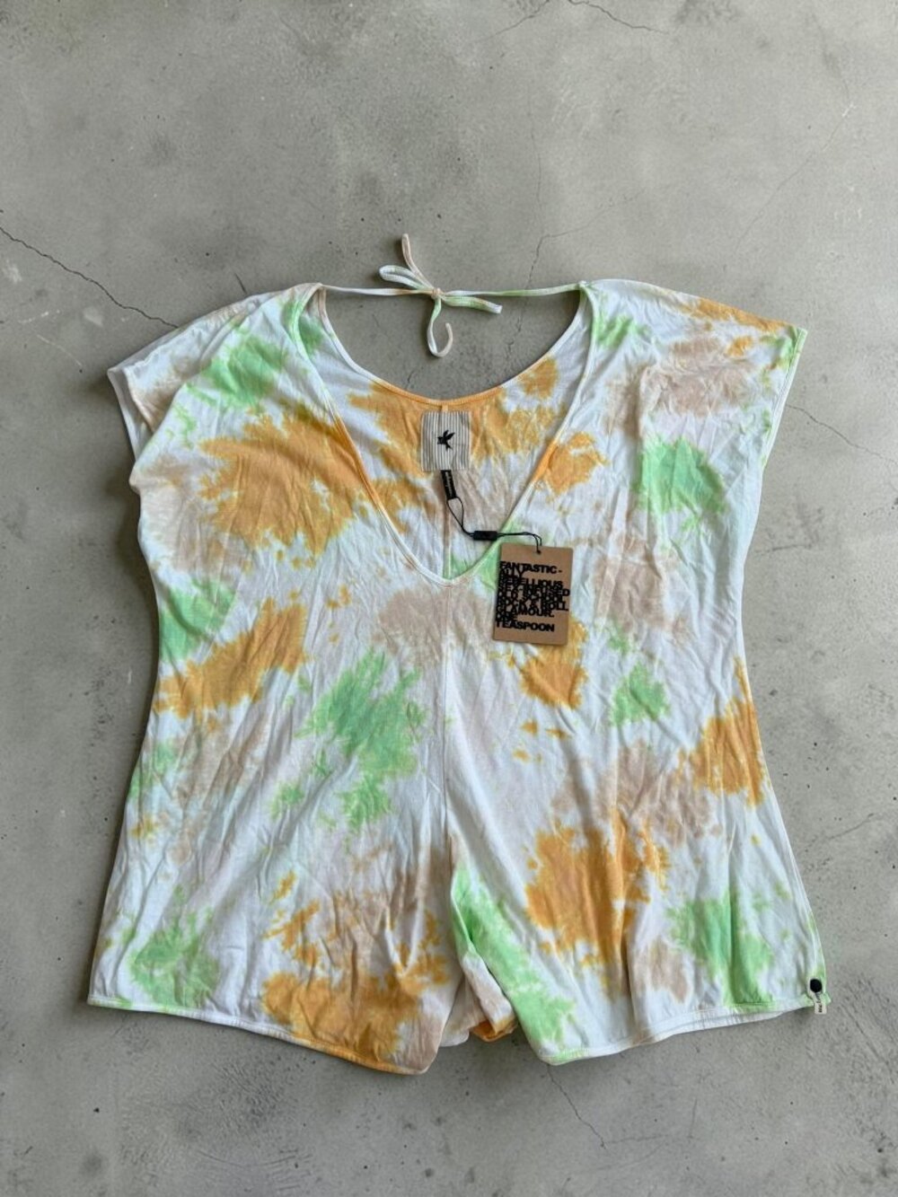 ONE TEASPOON Green Yellow Tie Dye Romper Sz Medium NEW NWT